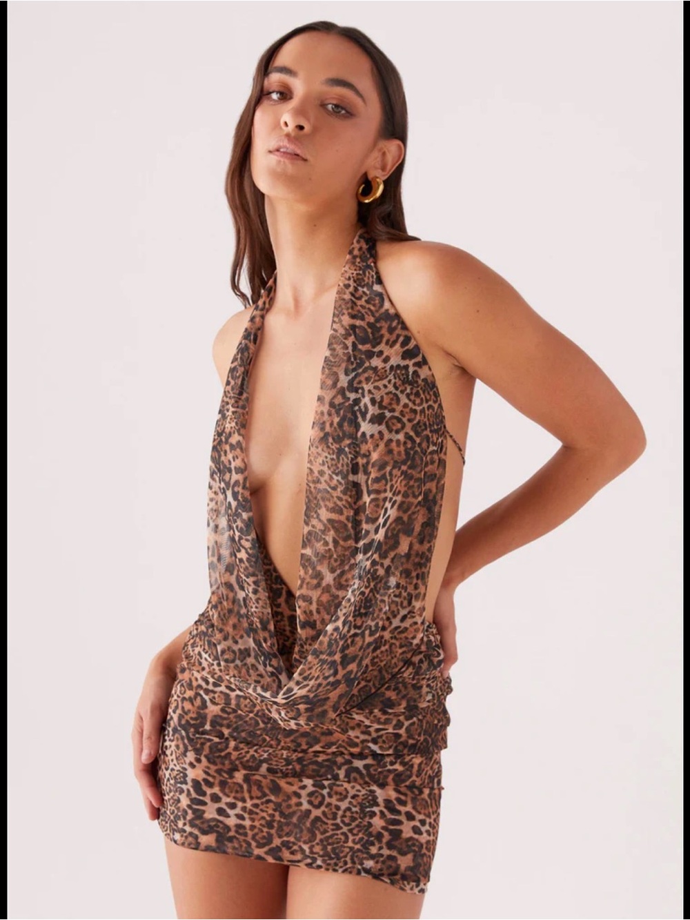 Nwt Peppermayo Elysia Mesh Mini Dress - Leopard size 8